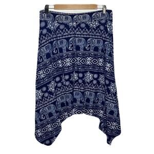 Hot Kiss Boho Thai Elephant Geometric Floral Handkerchief Midi Skirt Women’s 2X